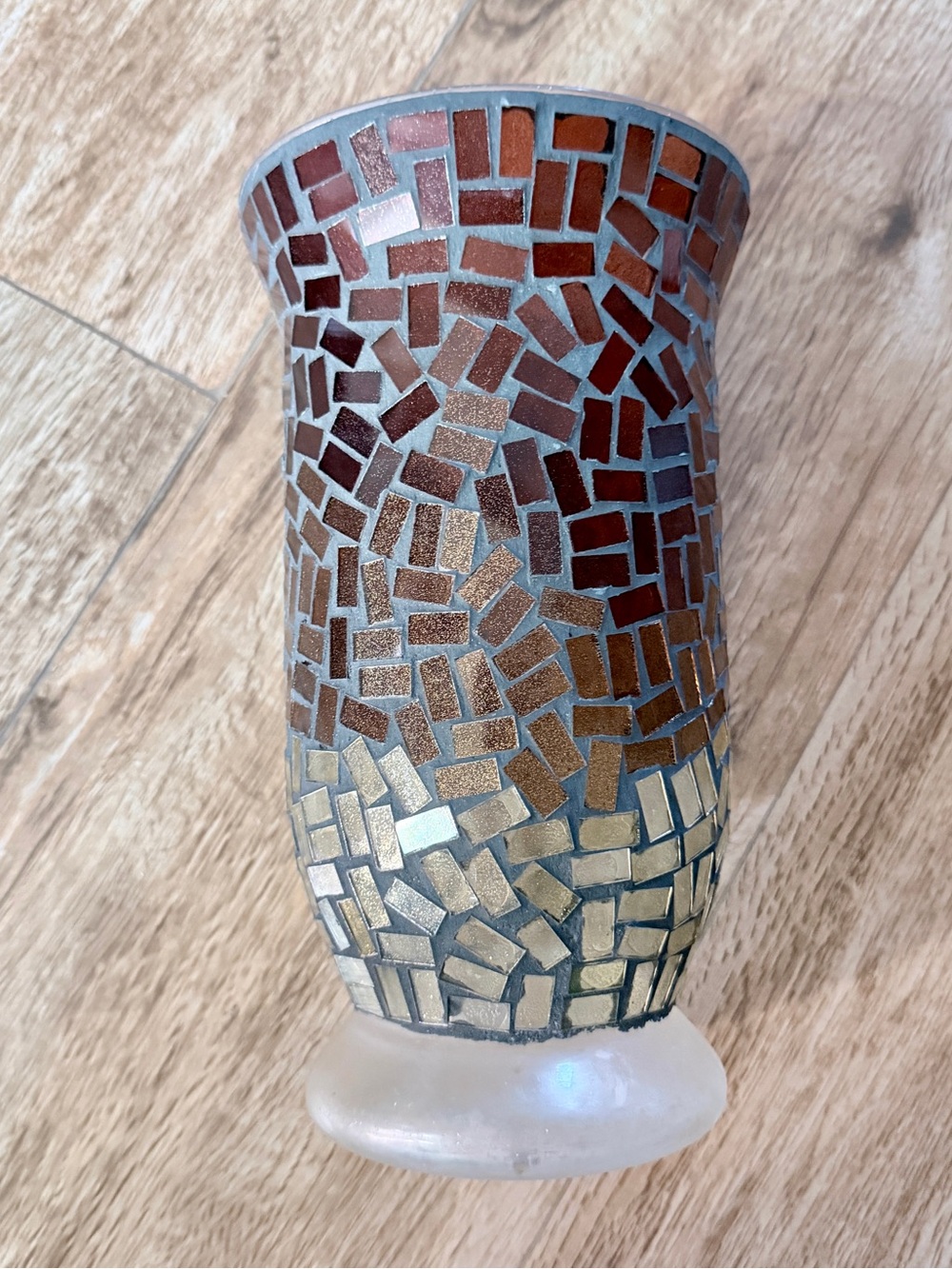 Source Unknown Mosaic Glass Vase in Brown and Gold Tones